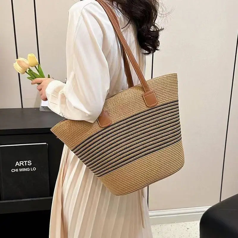 Large straw beach tote