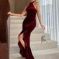 Burgundy bodycon evening dress