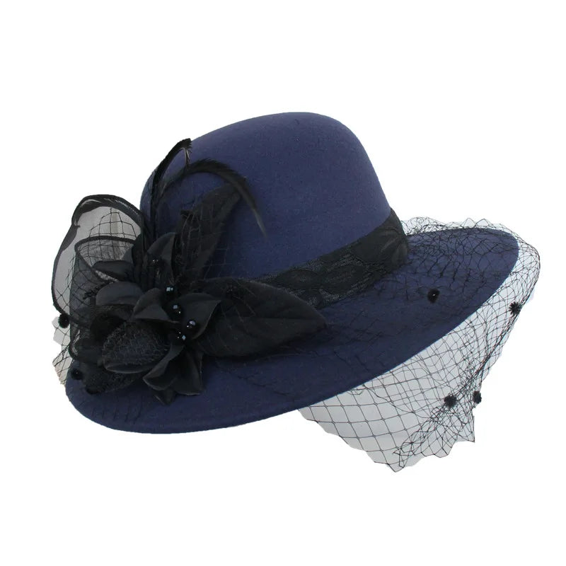 Elegant Floral Felt Hat