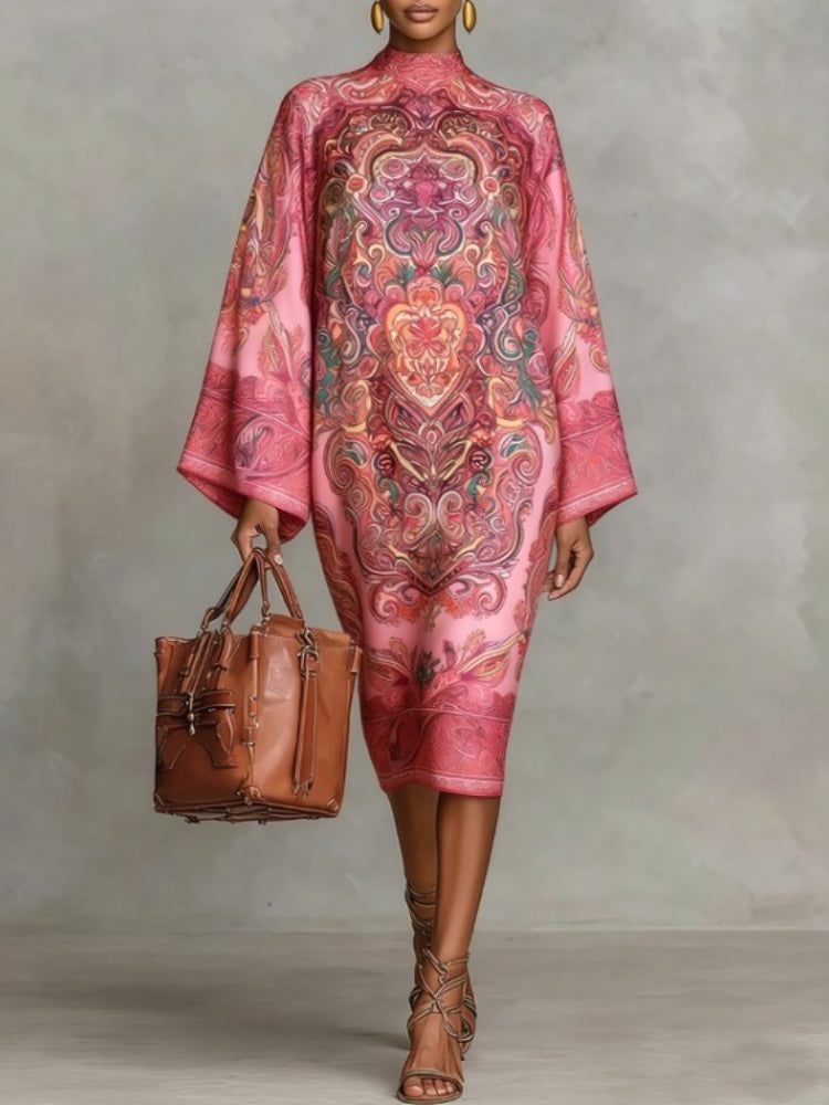 High neckline midi dress