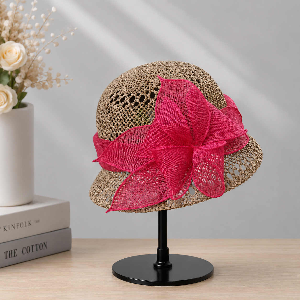 Pink bow sun hat