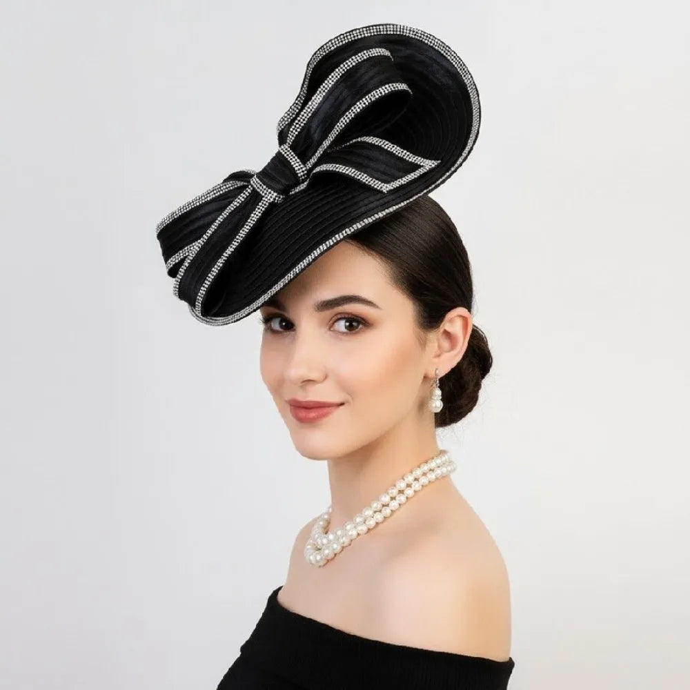 Black ribbon fascinator hat