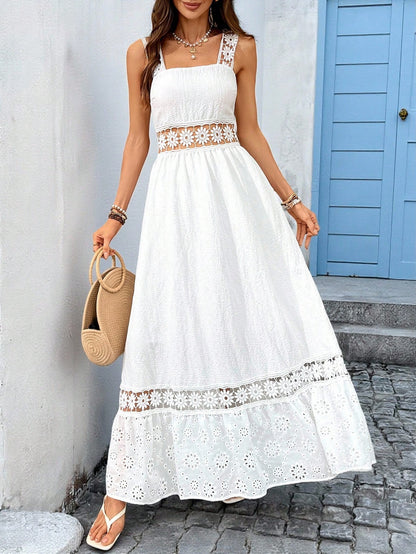 Square neck lace dress
