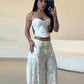 White bustier pants set