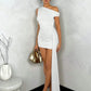 Draped one shoulder dress