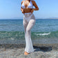 High waist ribbed beach pants