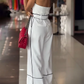 White tie-waist jumpsuit outfit