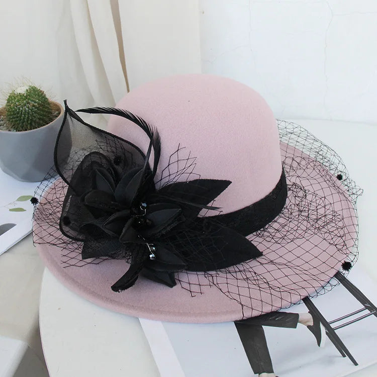 Feather Veil Statement Hat
