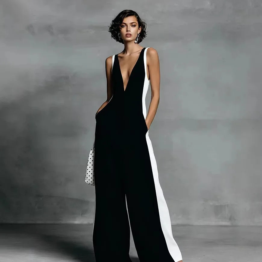 Sleeveless Color Block Jumpsuit