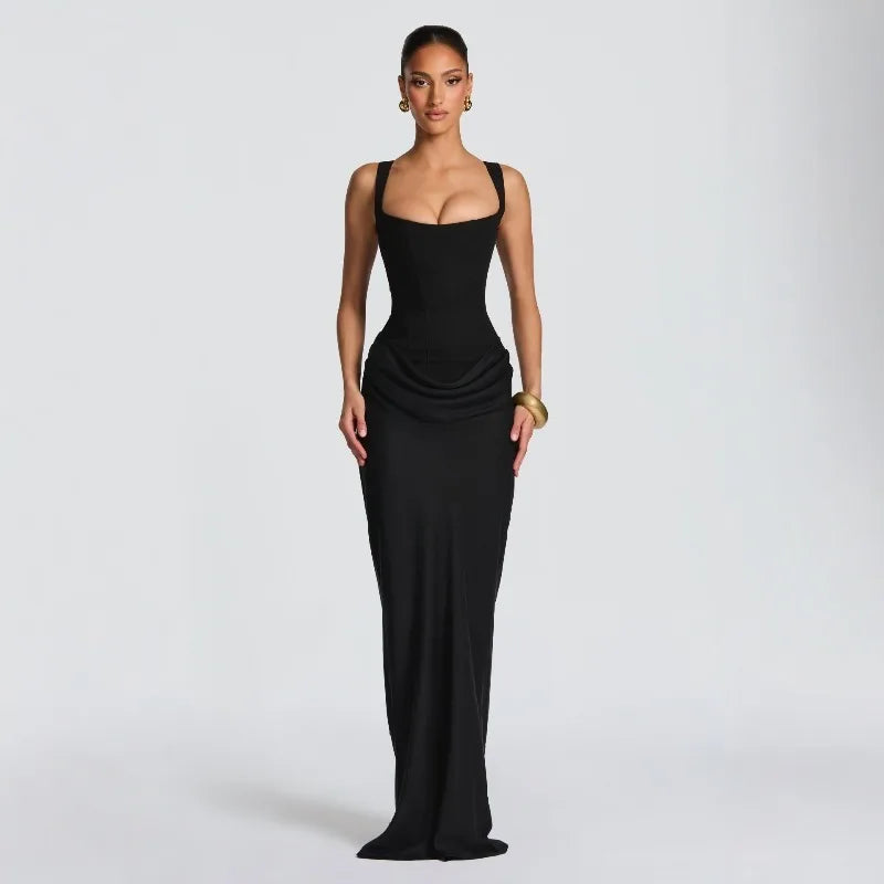 Black corset dress front view