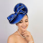 Royal blue ribbon fascinator hat