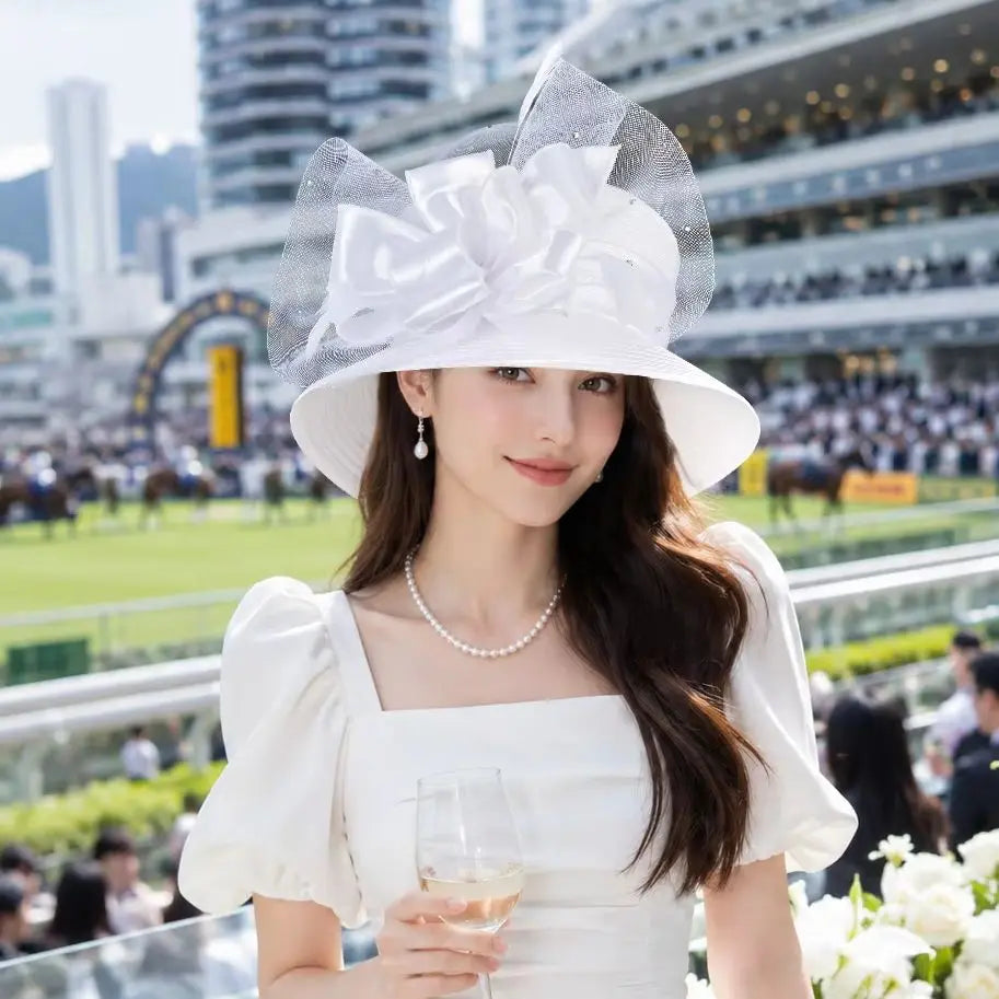 Elegant rhinestone bow hat