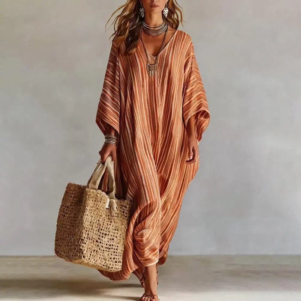 Batwing sleeve caftan dress
