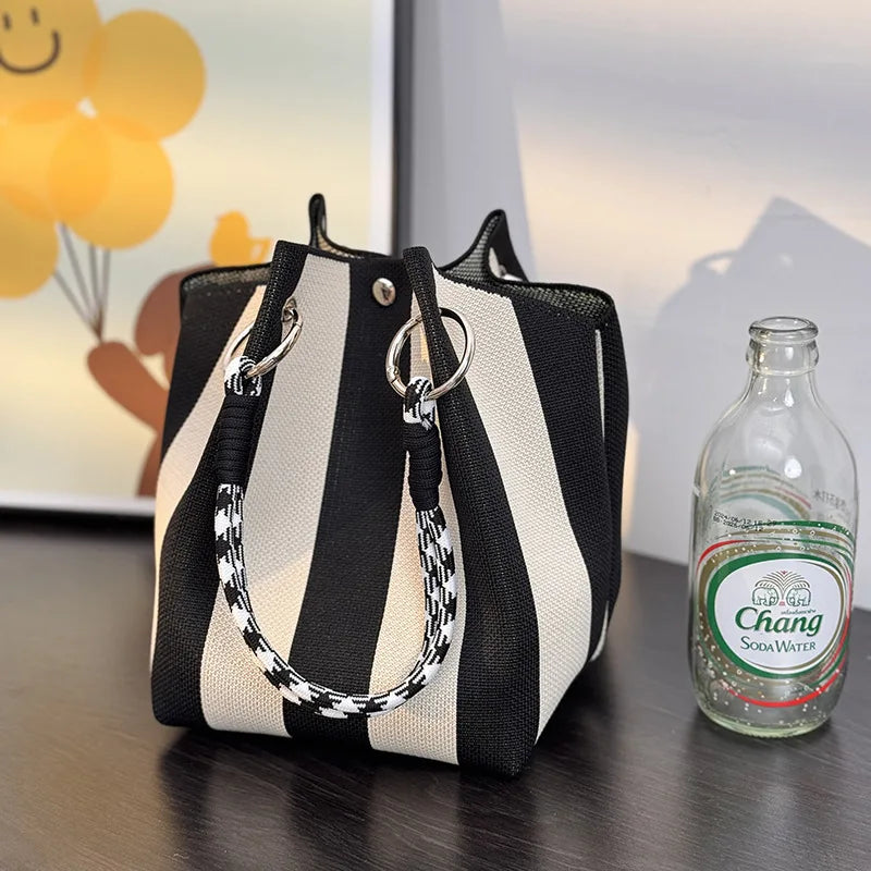 Black White Stripe Handbag