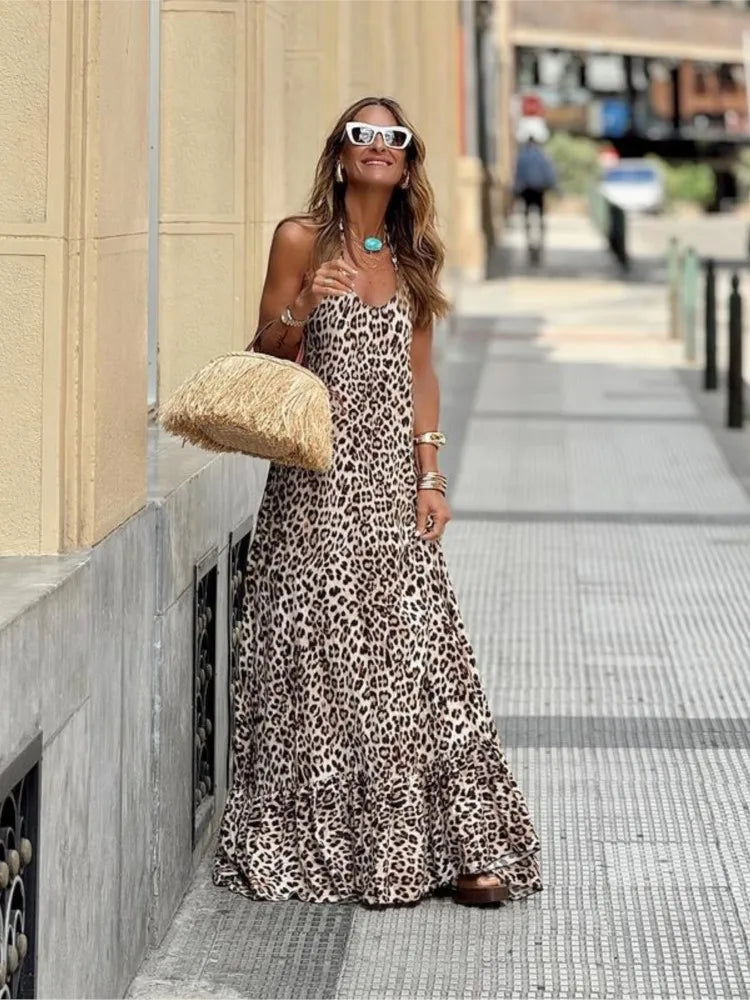 Leopard print maxi dress