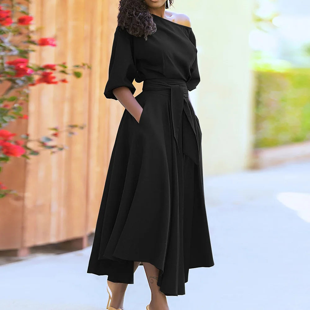 Women off shoulder maxi dress