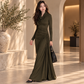 Long sleeve draped maxi dress