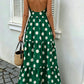 Green halter maxi dress