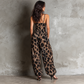 Spaghetti strap animal jumpsuit