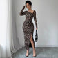 Leopard print ruched dress