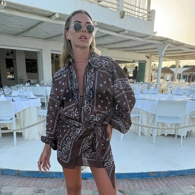 Women's brown paisley dress