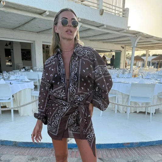 Women's brown paisley dress