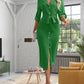 Tie WEaist Long Sleeve Dress: Long Sleeve Pencil Shirt Dress