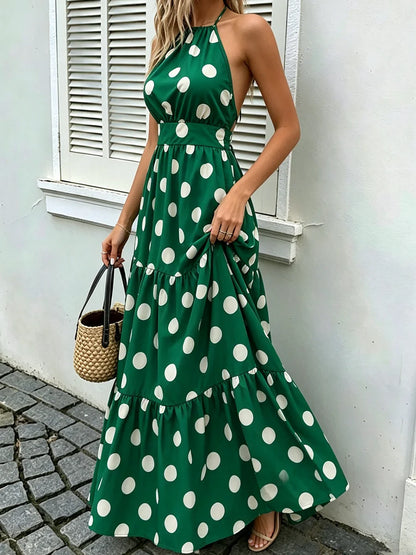 Green polka dot dress
