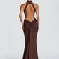 Elegant Ruched Open Back Dress