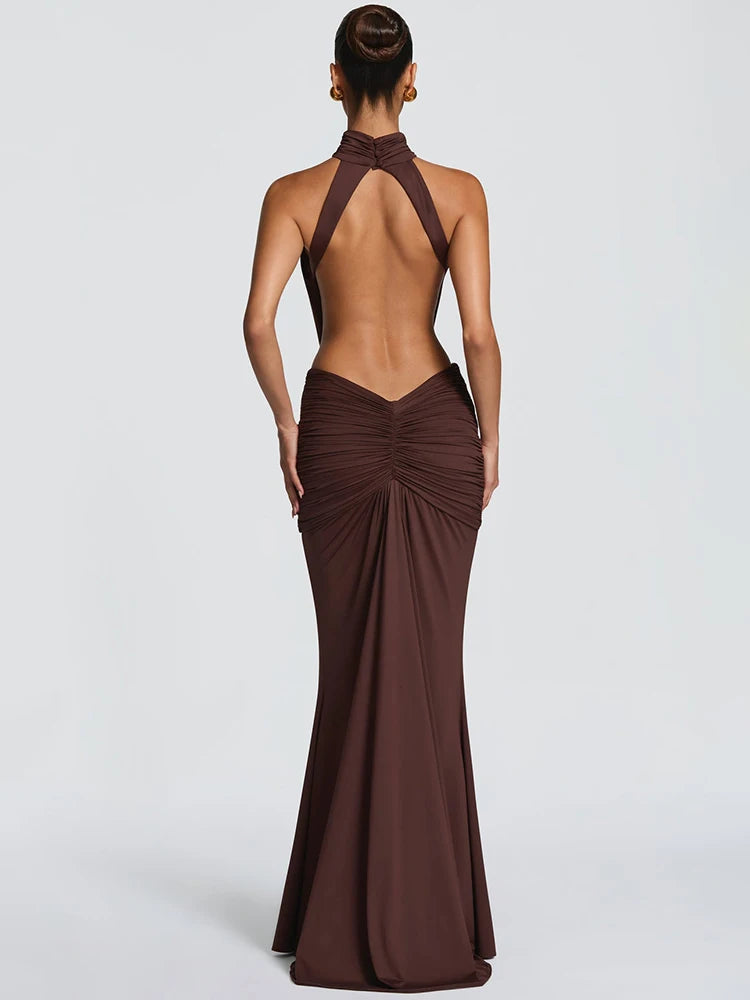 Elegant Ruched Open Back Dress