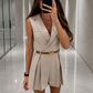 Beige Sleeveless Dress Romper