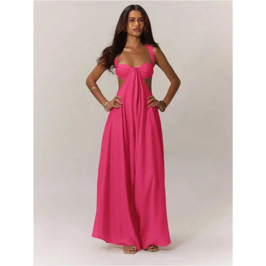 Pink Cut Out Wide Leg Jumpsuit