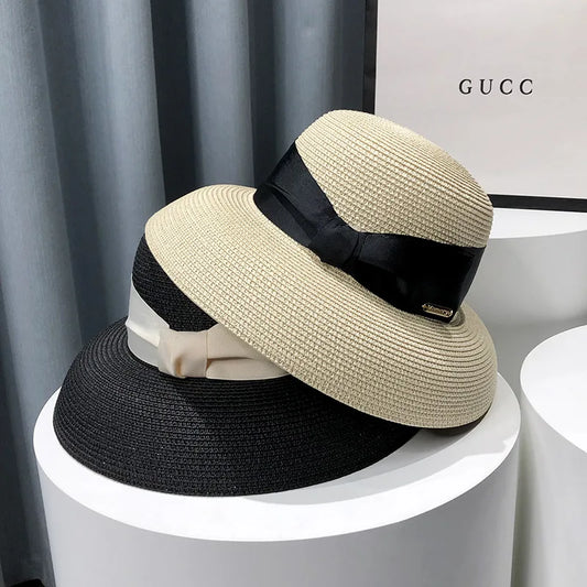 Elegant Ribbon Bow Beach Hat
