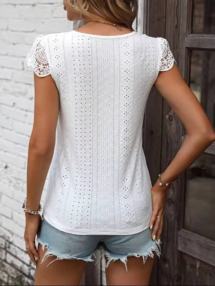 Short Sleeve Eyelet Shirt