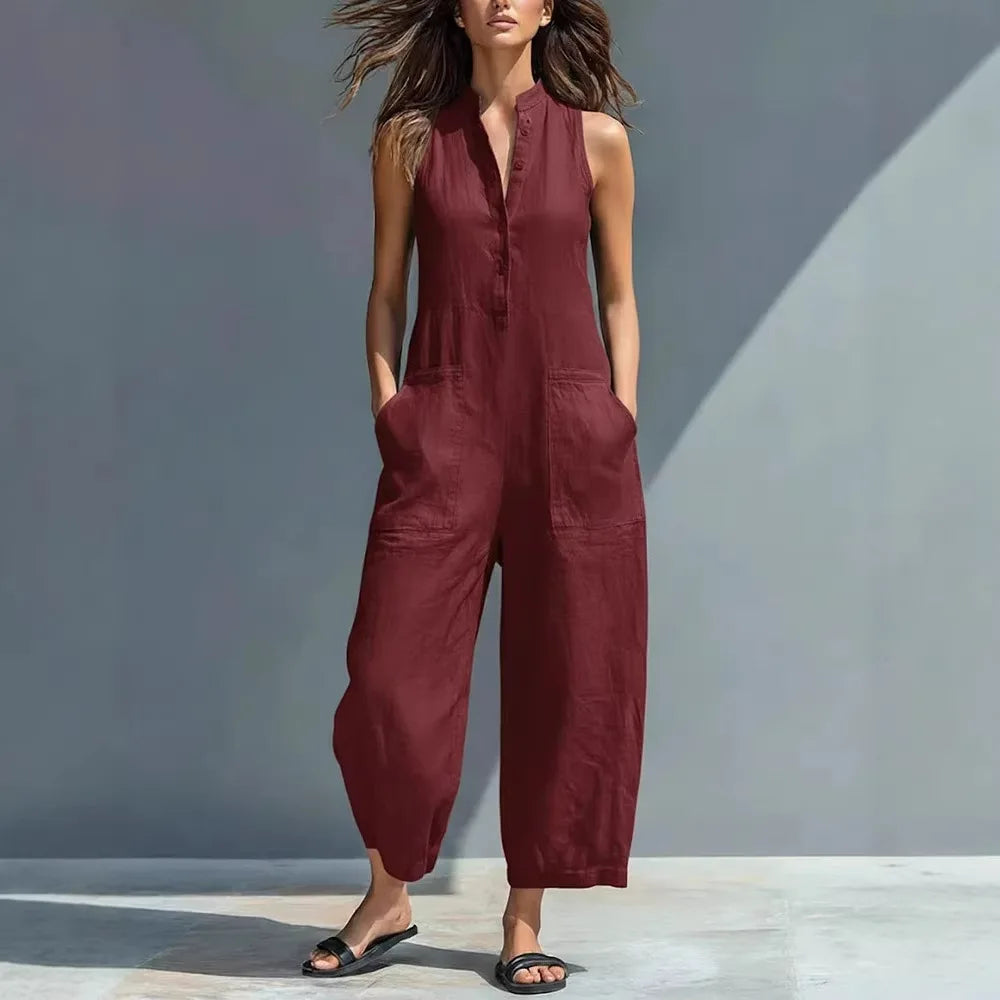 Button Front Jumpsuit