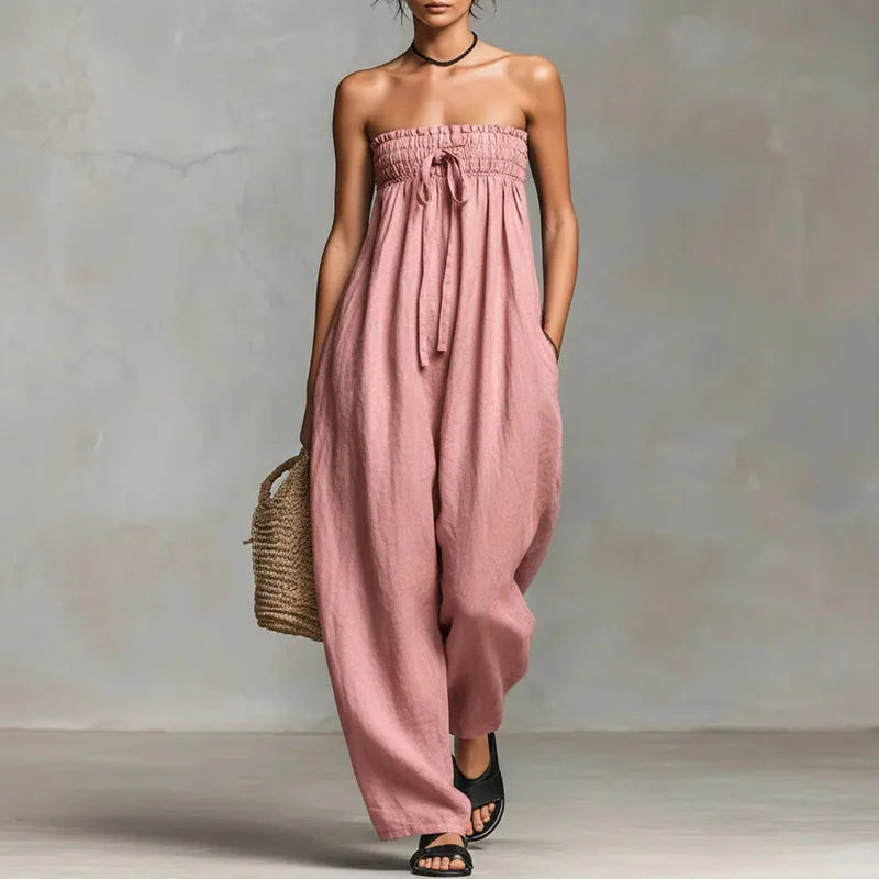 Smocked Tube Jumpsuit