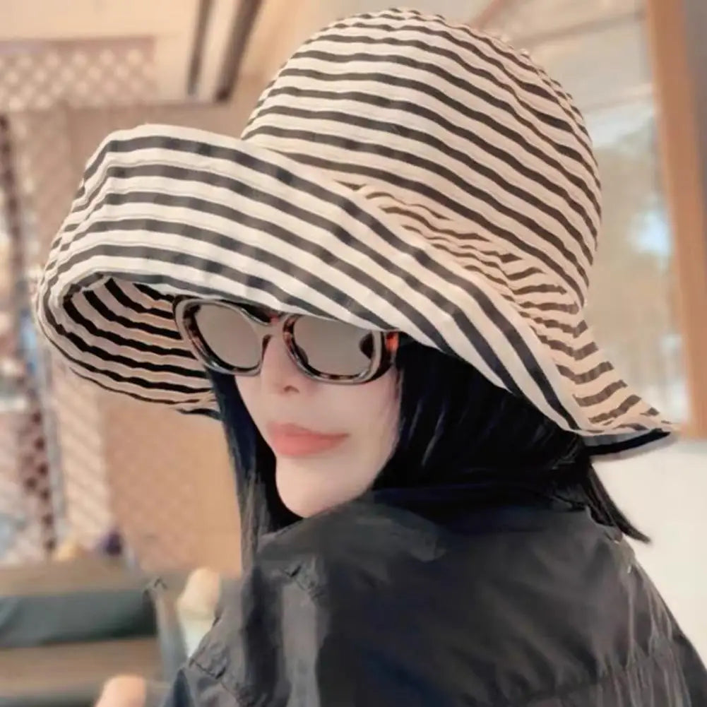 Wide brim striped sun hat