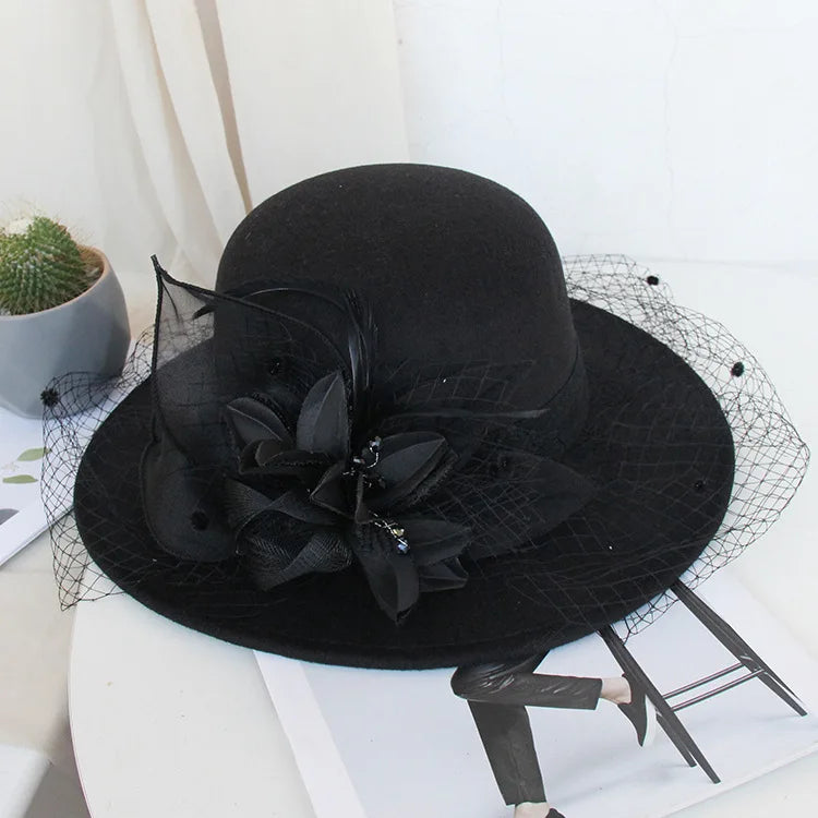 Black Veil Felt Hat
