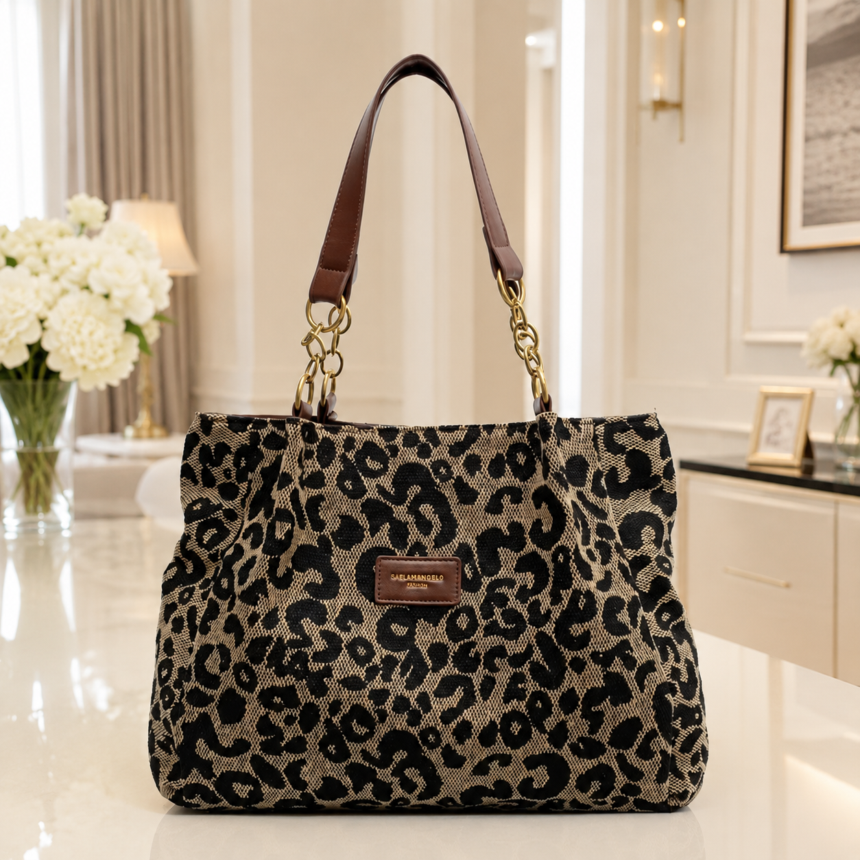 Leopard print tote bag