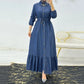 Blue button-down maxi shirt dress