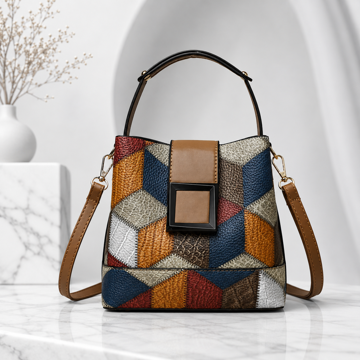 Geometric buckle handbag