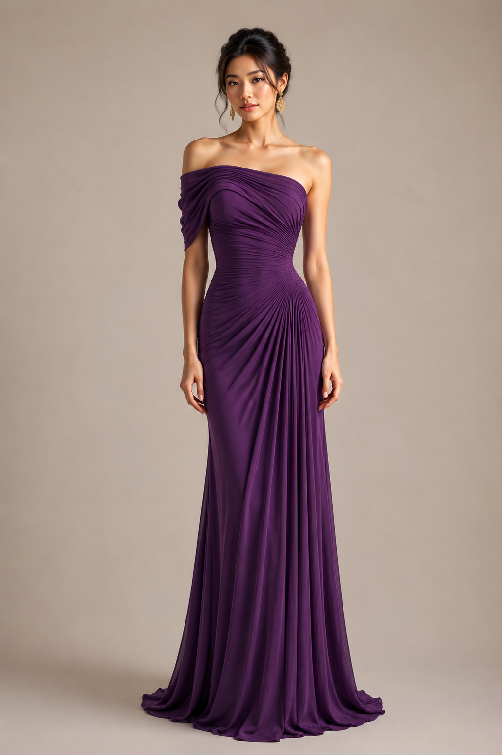 Draped formal occasion dress