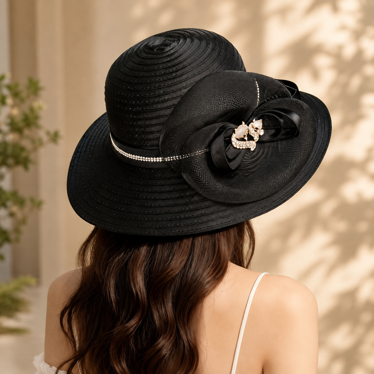Mesh bow derby hat