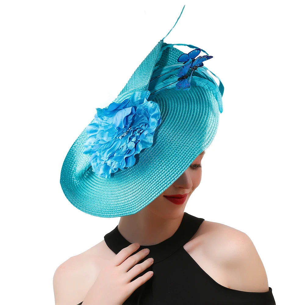 Turquoise butterfly sun hat