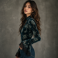 floral velvet V-neck top