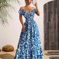 Blue white floral maxi dress
