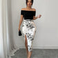 Floral high slit skirt