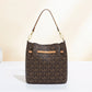 Gold hardware shoulder handbag