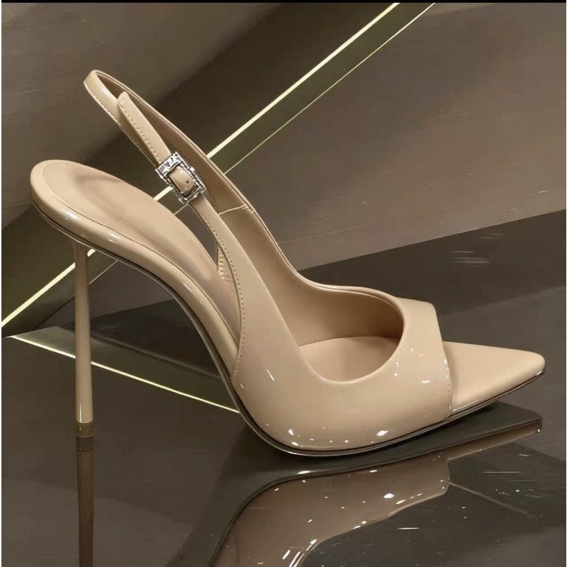 Nude slingback stiletto heels