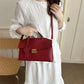 Red structured top handle handbag